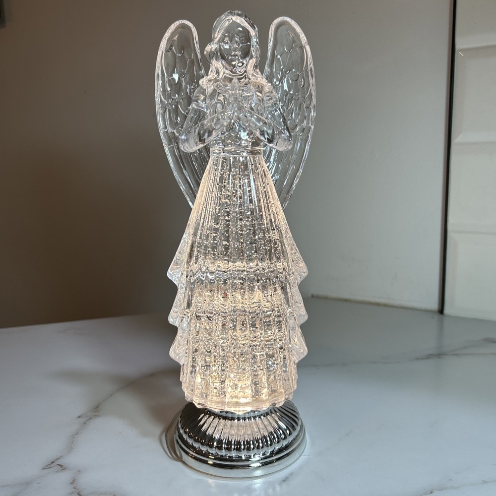 Aldi Merry Moments Light Up LED Glitter Snow Globe Angel Figurine Resin/Acrylic